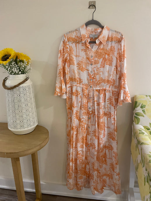Orange toile linen dress