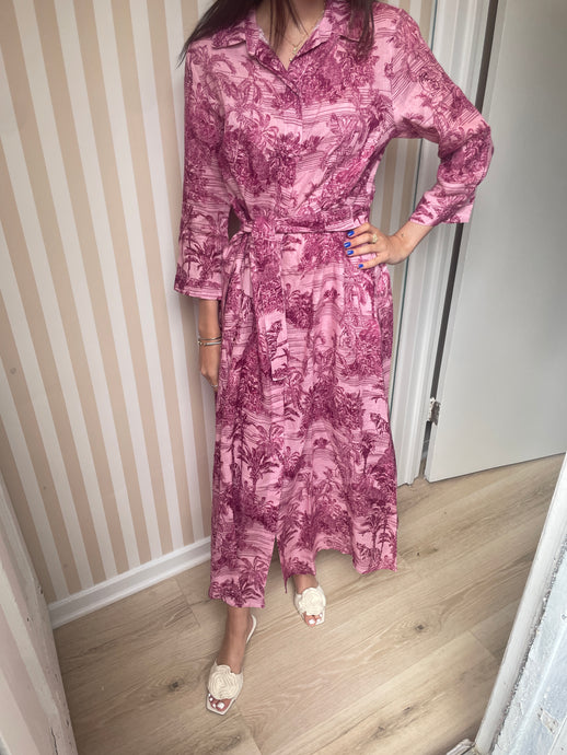 Pink toile linen dress