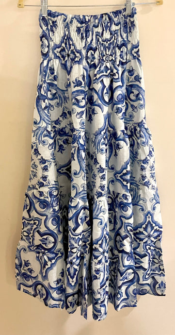 Maiolica blue maxi skirt