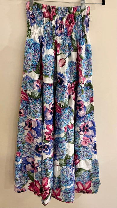 Floral linen maxi skirt