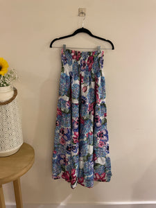 Floral linen maxi skirt