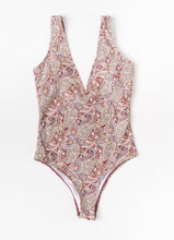 Load image into Gallery viewer, Paisley swimsuit with mesh skirt