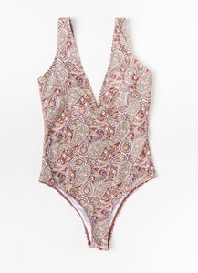 Paisley swimsuit with mesh skirt